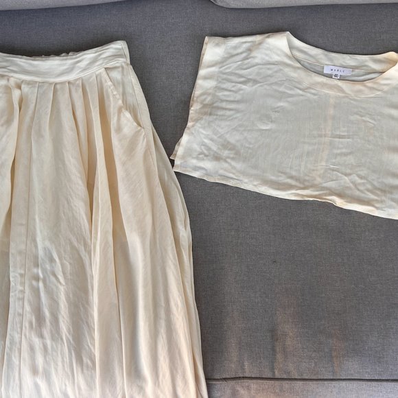 Mable cream linenlike crop + midi set - Picture 2 of 2